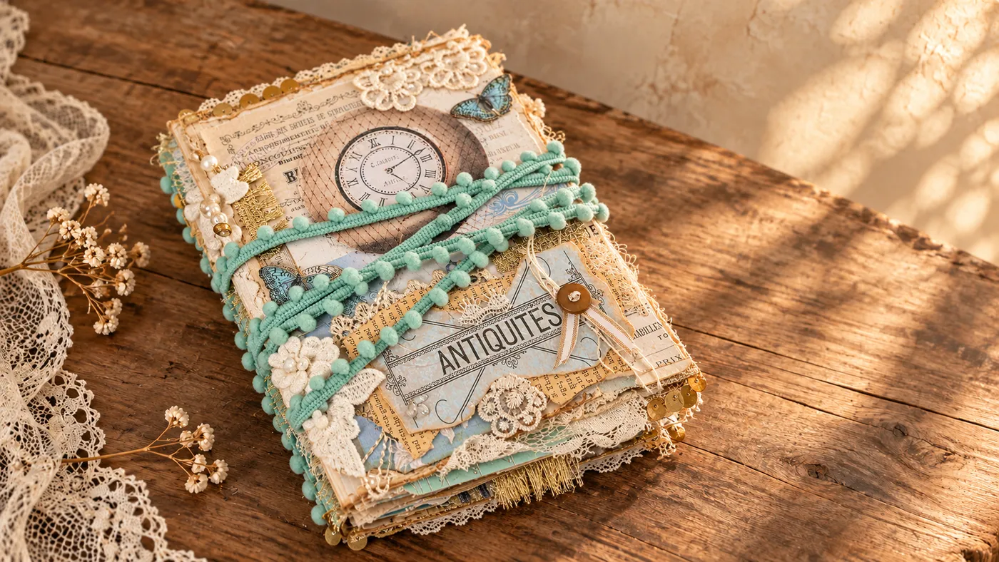 The Blue French Fancy Envelope Journal, a handmade journal by Trinketz