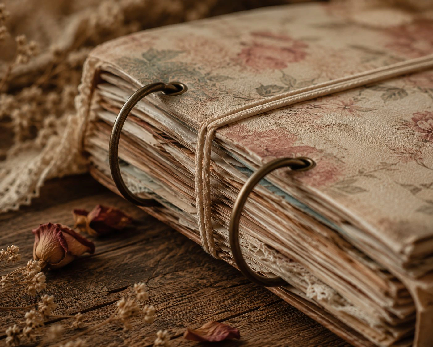 A journal bound with two metal rings through punched holes