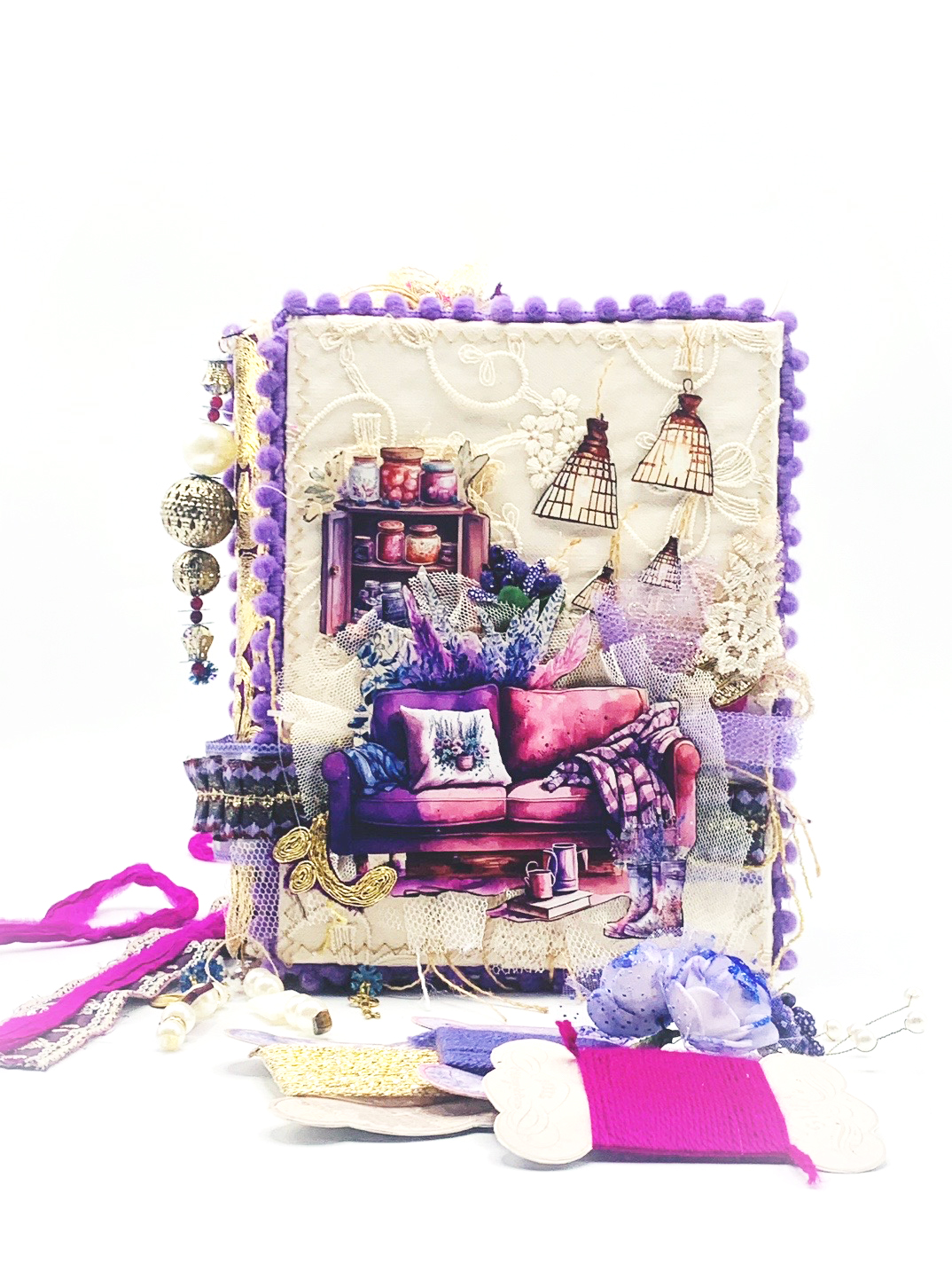 Purple vintage aesthetics handmade junk journal