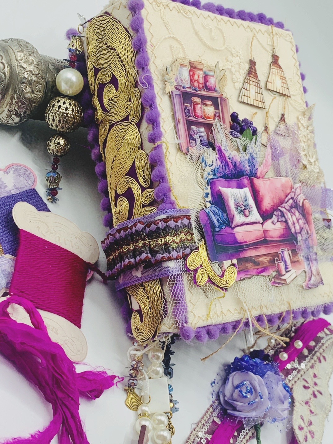 Purple vintage aesthetics handmade junk journal - Image 13