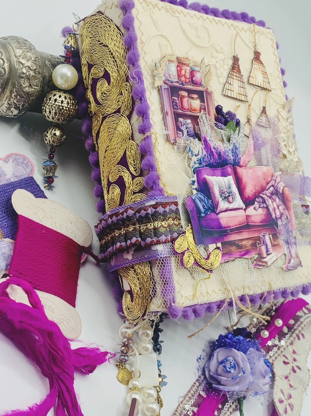 Purple vintage aesthetics handmade junk journal - Image 13