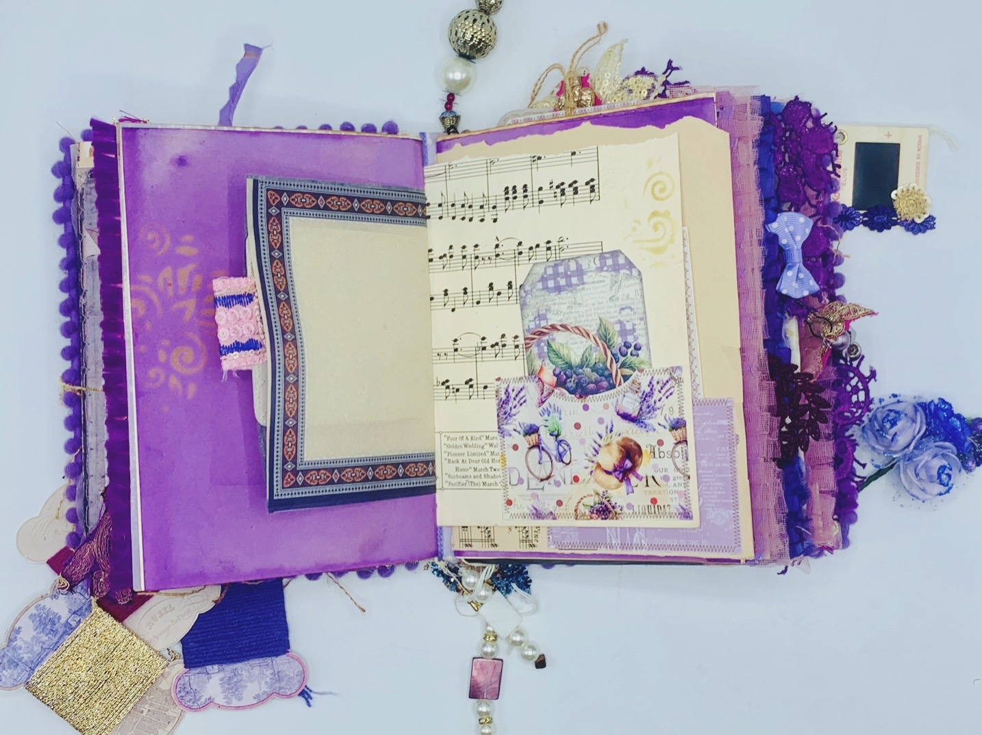 Purple vintage aesthetics handmade junk journal - Image 12
