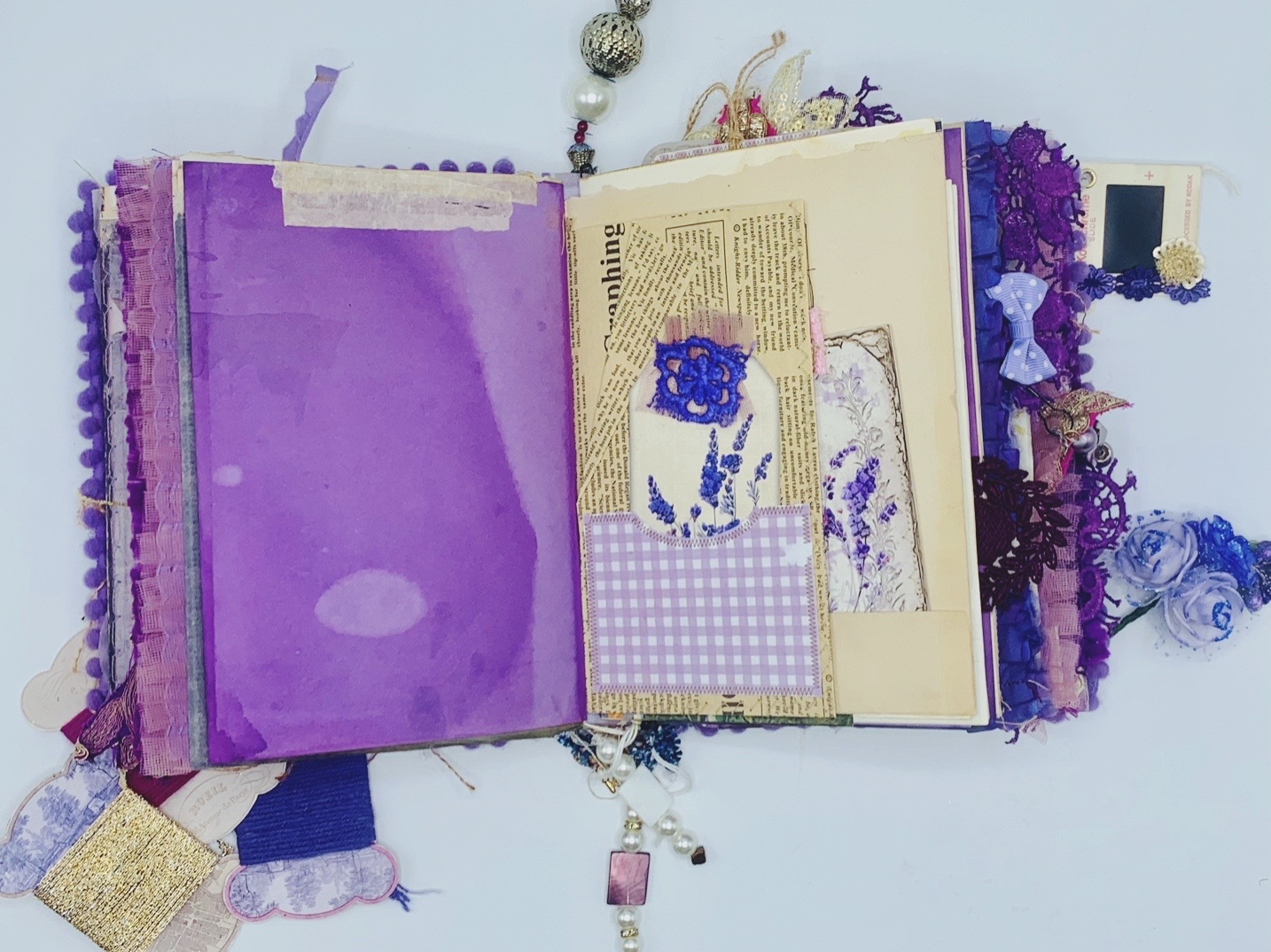 Purple vintage aesthetics handmade junk journal - Image 11