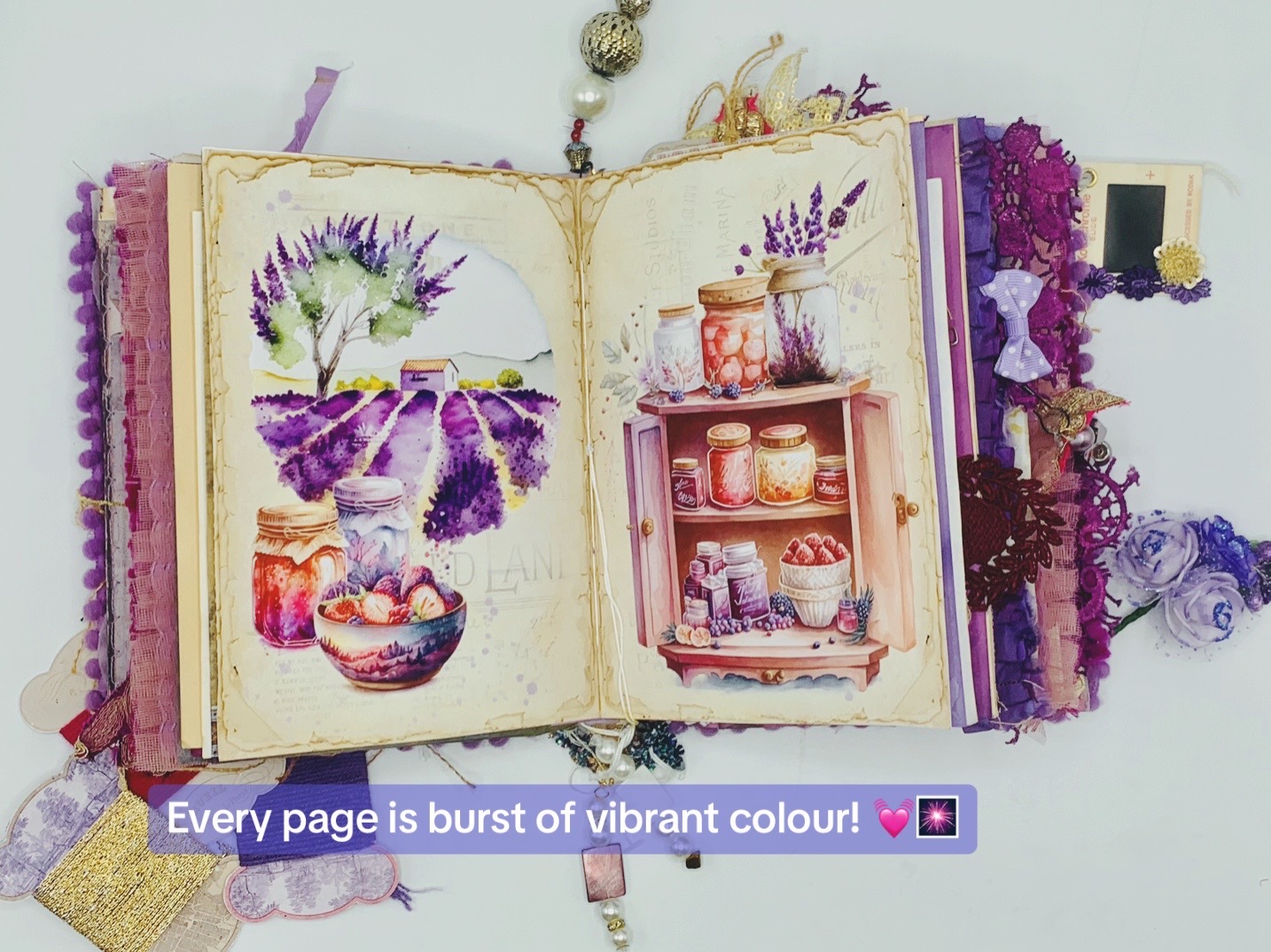 Purple vintage aesthetics handmade junk journal - Image 10