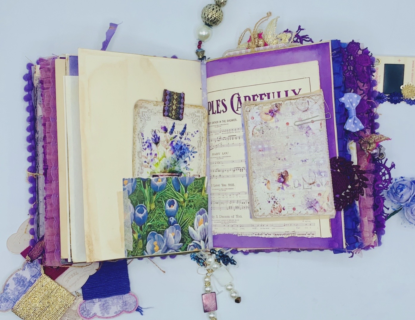 Purple vintage aesthetics handmade junk journal - Image 9