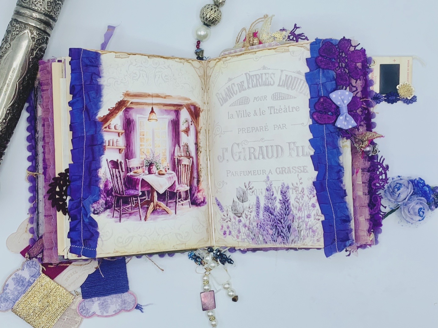 Purple vintage aesthetics handmade junk journal - Image 8