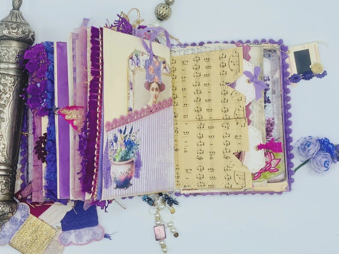 Purple vintage aesthetics handmade junk journal - Image 7