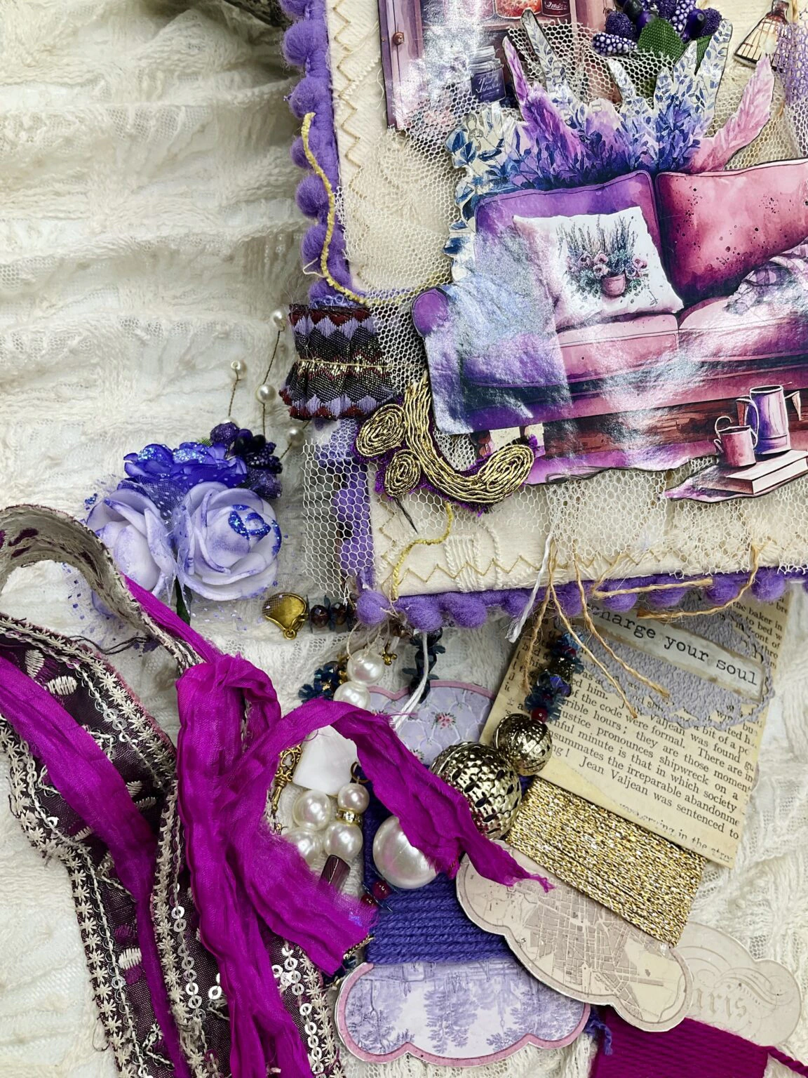 Purple vintage aesthetics handmade junk journal - Image 2