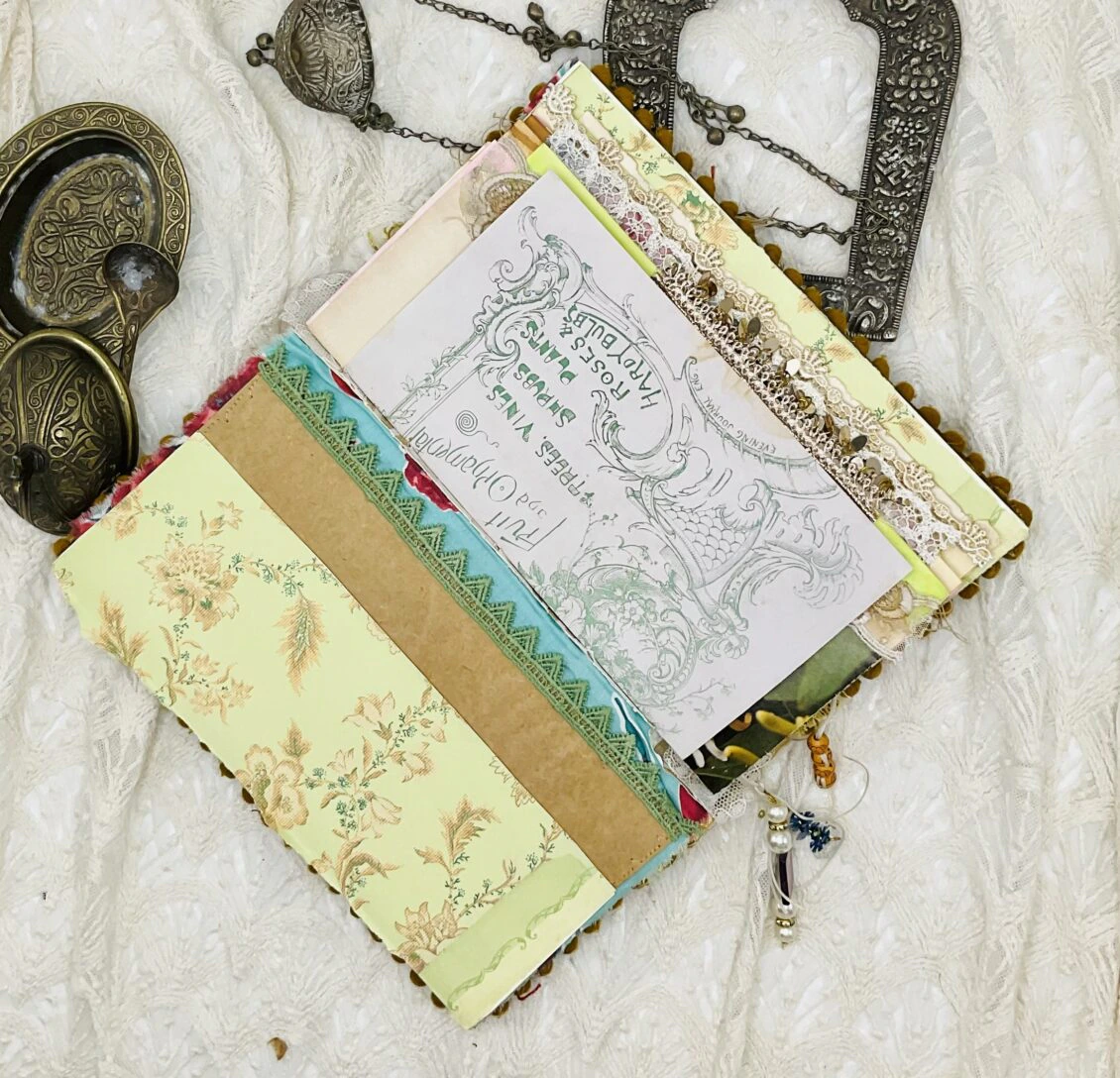 One-of-a-Kind Boho-Style Journal with Traditional Pakistani Embroidery and Vintage Papers - Image 3