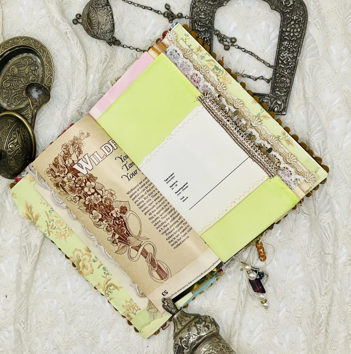 One-of-a-Kind Boho-Style Journal with Traditional Pakistani Embroidery and Vintage Papers - Image 4