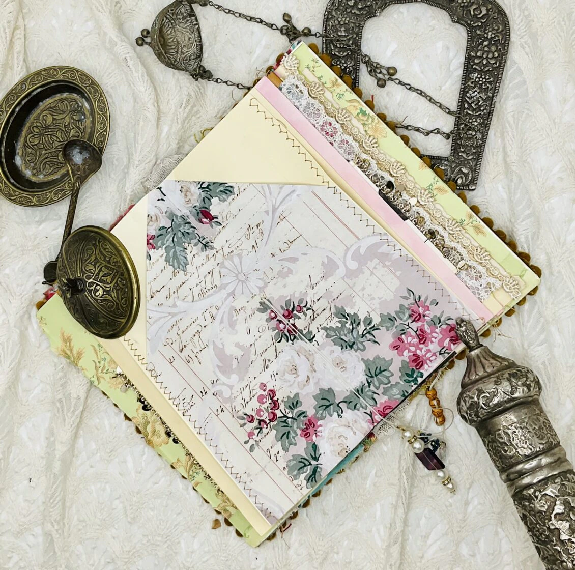 One-of-a-Kind Boho-Style Journal with Traditional Pakistani Embroidery and Vintage Papers - Image 5