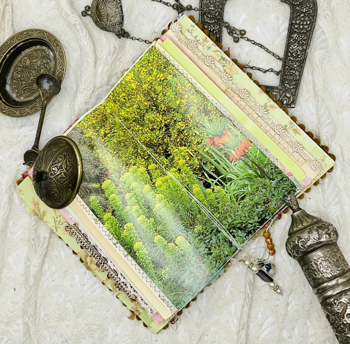 One-of-a-Kind Boho-Style Journal with Traditional Pakistani Embroidery and Vintage Papers - Image 7