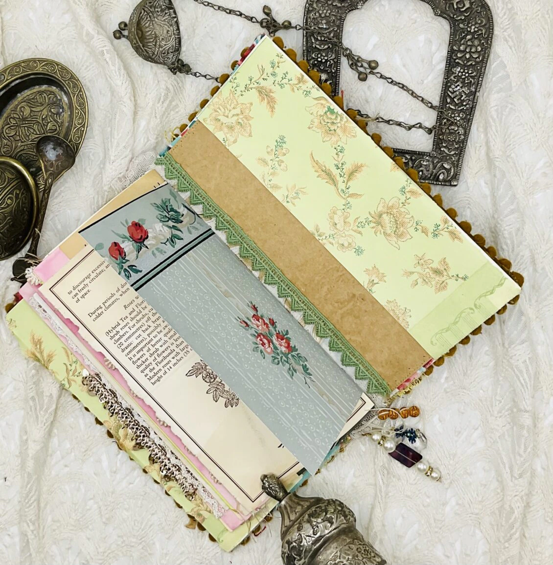 One-of-a-Kind Boho-Style Journal with Traditional Pakistani Embroidery and Vintage Papers - Image 9