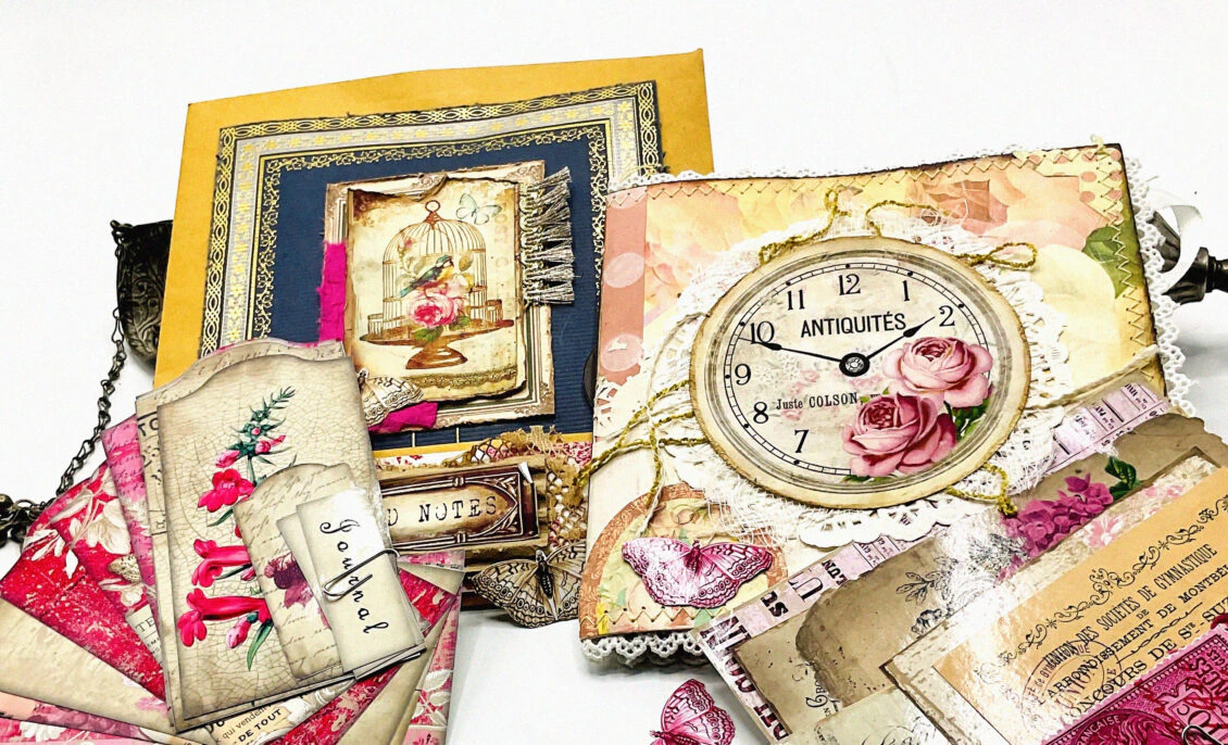 Handmade Vintage Junk Journal in a pouch - Image 2