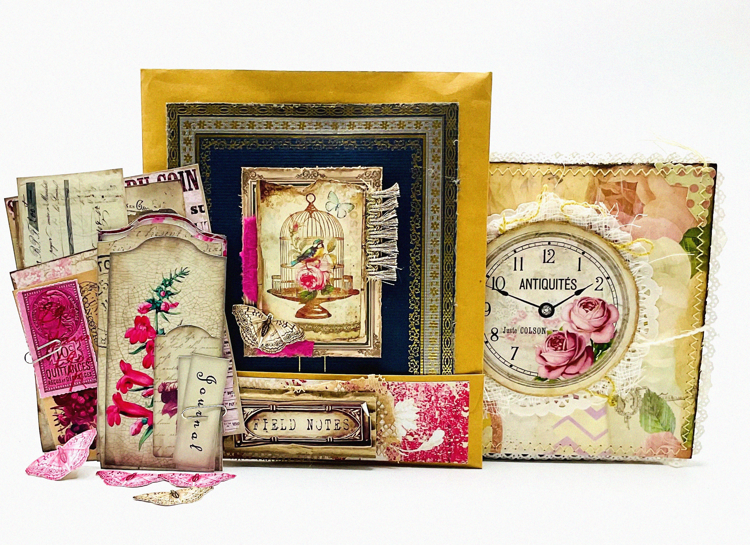 Handmade Vintage Junk Journal in a pouch