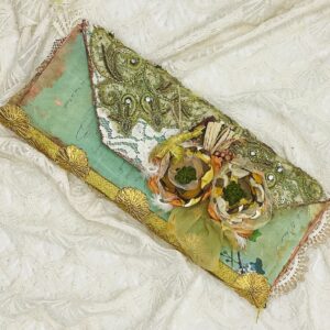 Vintage Bird-Themed Tall Junk Journal with Gold Embroidery