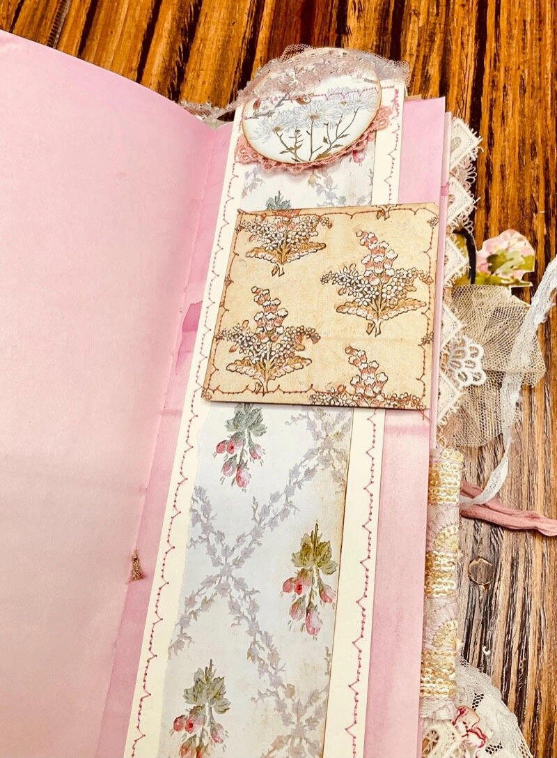 Pink tea-dyed papers used in the Cherry Blossom junk journal