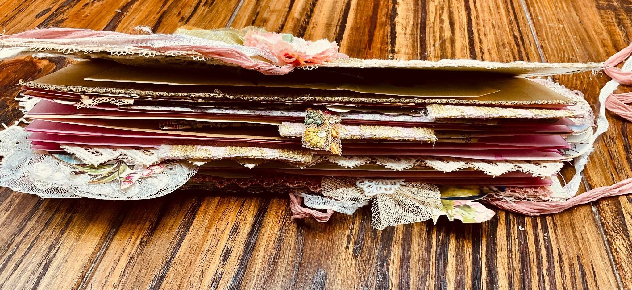 Completed handmade Cherry Blossom junk journal