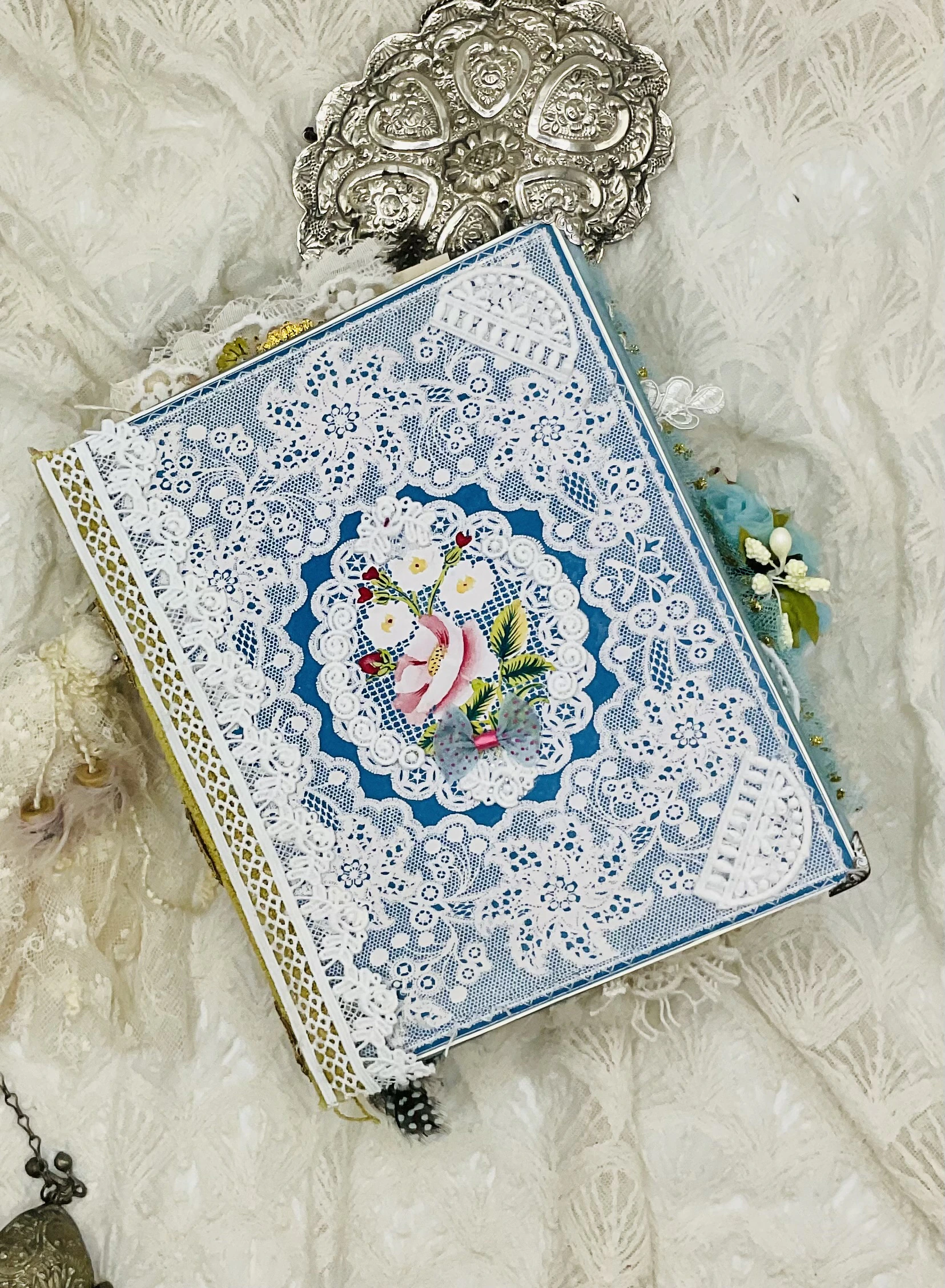 Handmade French Scrapbook Junk Journal cover detail