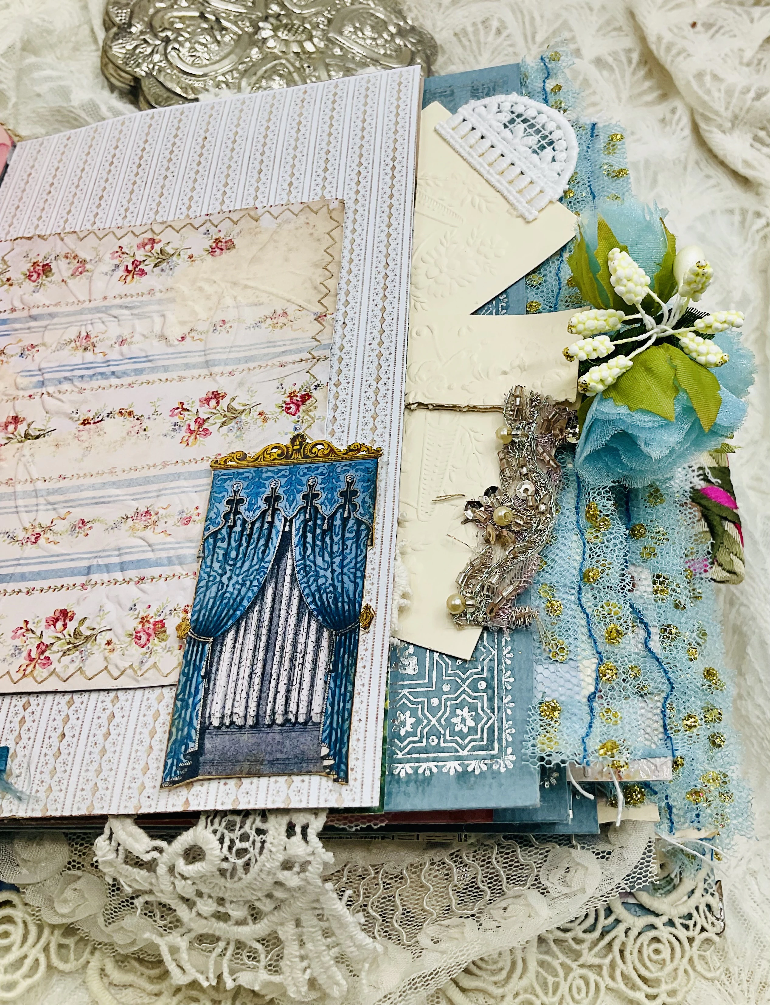 Completed handmade French Scrapbook Junk Journal