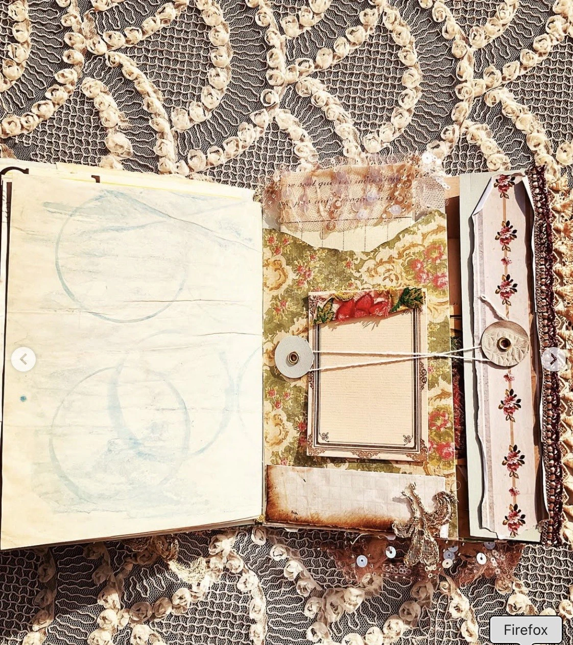 Vintage book page pocket tuck spot in the vintage blue envelope junk journal
